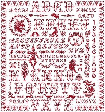 picture of the red cross stitch sampler Ref 060  Allegria