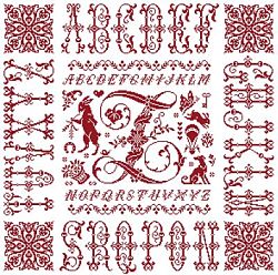 picture of the red cross stitch sampler Ref 004 Monogramme Z