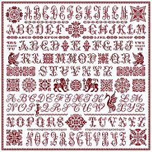 picture of the red cross stitch sampler Ref 039 Parade des Alphabets